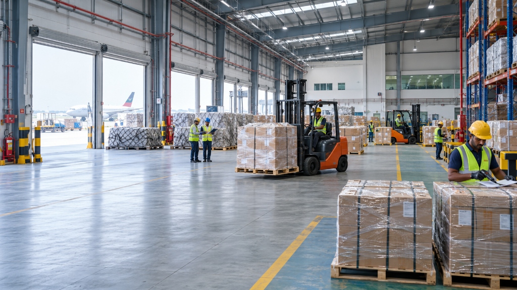 Warehouse and aircraft